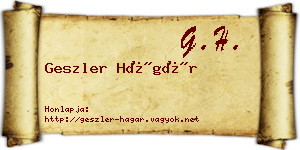Geszler Hágár névjegykártya